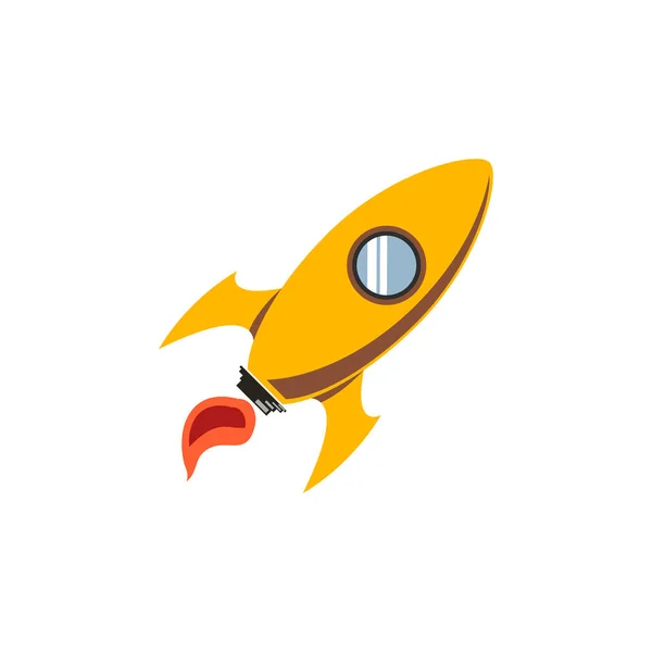 Cohete Colorido Lanzamiento Nave Espacial Icono Vector Ilustración — Vector de stock