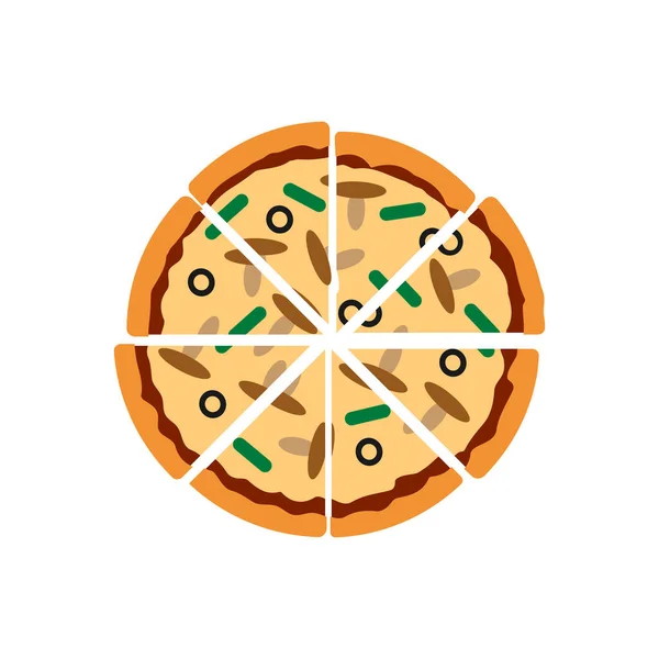 Νόστιμο Εικονογράφηση Διάνυσμα Πίτσα Λευκό — Διανυσματικό Αρχείο