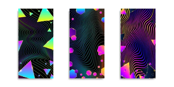 Abstract Vector Background Covers Set Geometric Colorful Patterns — Stock Vector