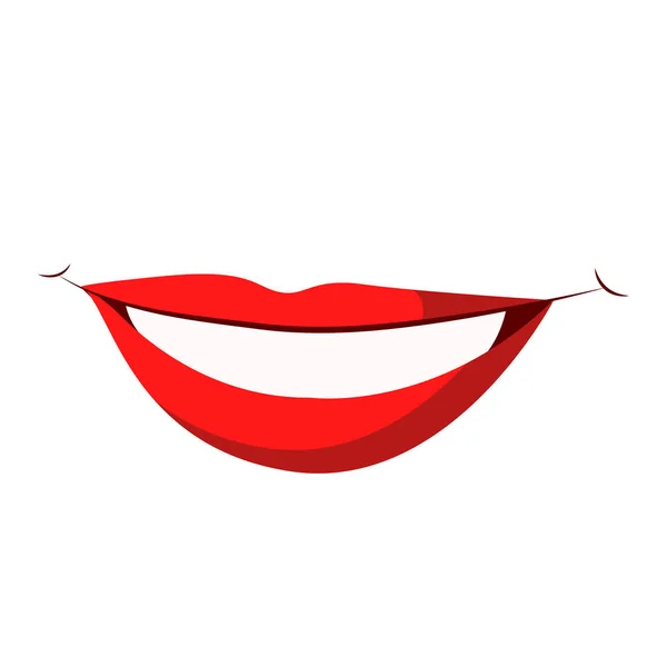 Vector Illustration Beautiful Female Lips Teeth White Background — Stockvector