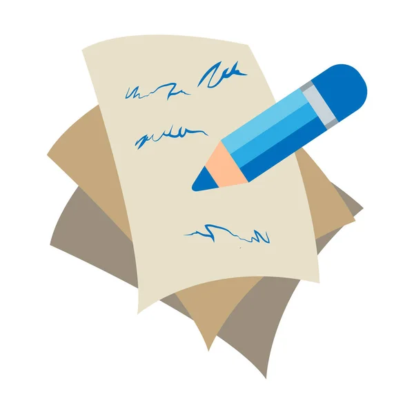 Γράψτε Μπλε Εικονίδιο Μολυβιού Απεικόνιση Απομονωμένη Λευκό Φόντο — Διανυσματικό Αρχείο