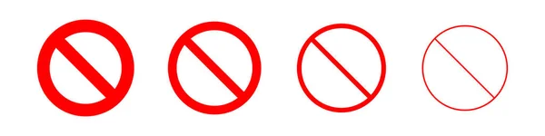 Set Prohibition Sign Stop Symbol Red Ban Icon Vector — Stock Vector