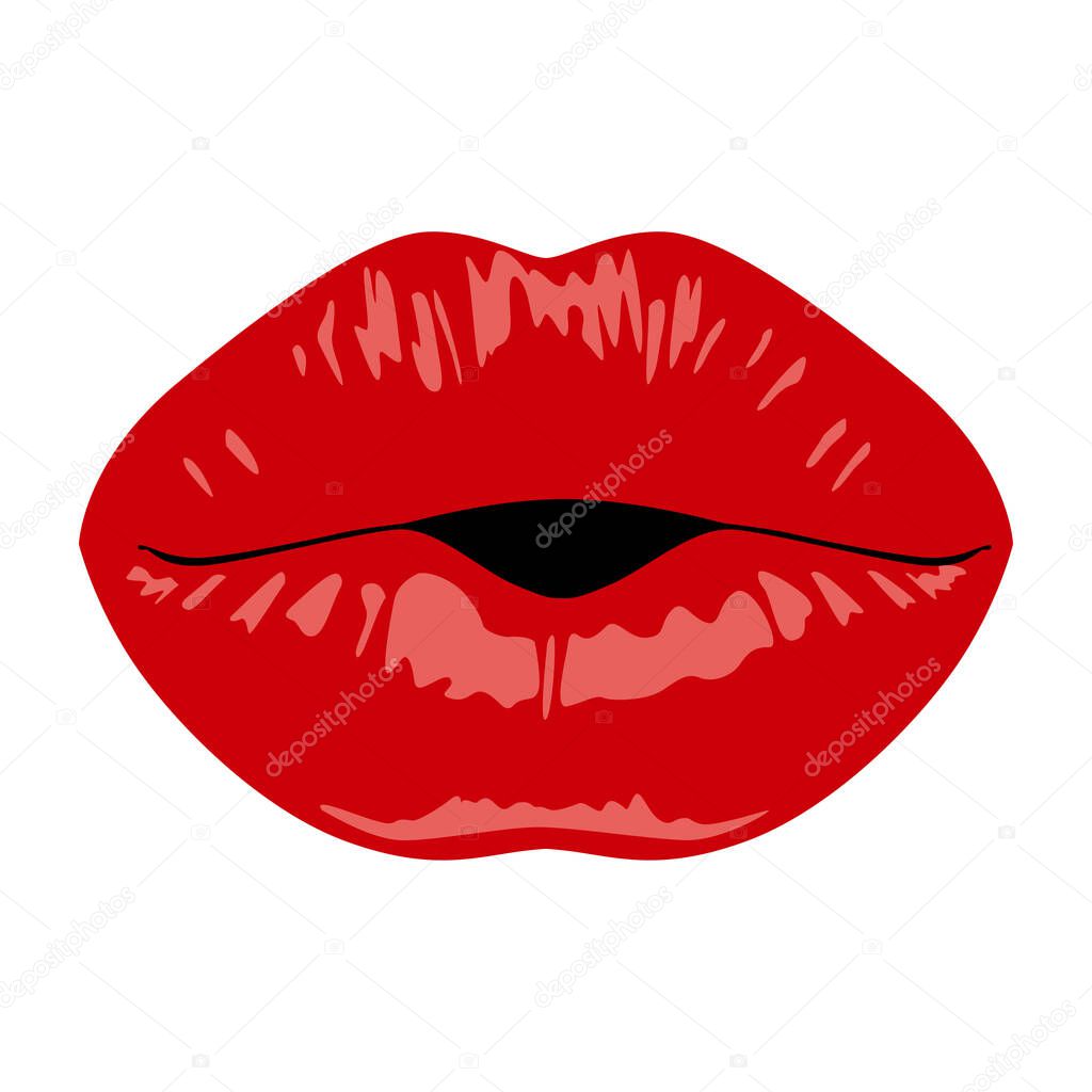 vector illustration of beautiful female lips on white background