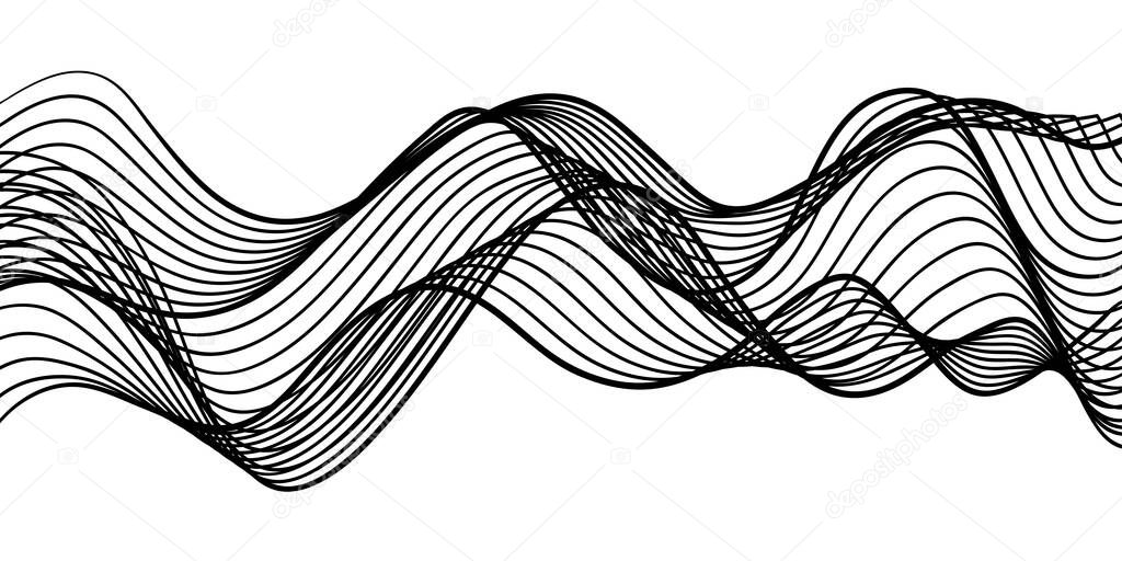 abstract background with curved lines. wavy geometric design. 3d illustration
