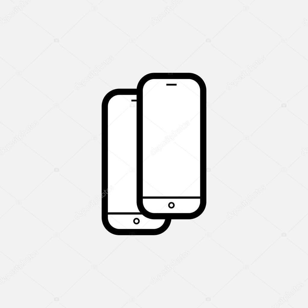smartphones isolated on gray background