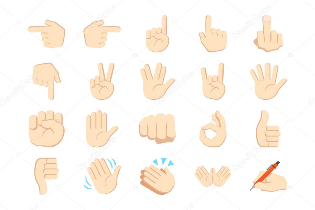 hand gestures set icons. isolated on white background. vector illustration