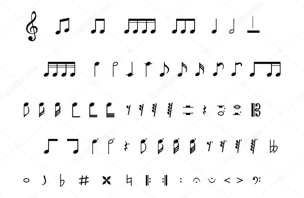 set of music notes, vector illustration