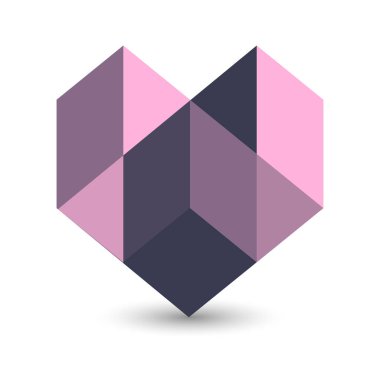 Kalp piktogramı izometrik. Beyaz arkaplanda vektör simgesi çizimi izole edildi