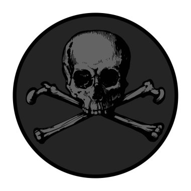 Çapraz kemikli insan kafatası. Vektör illüstrasyonu beyaz arkaplanda izole edildi.