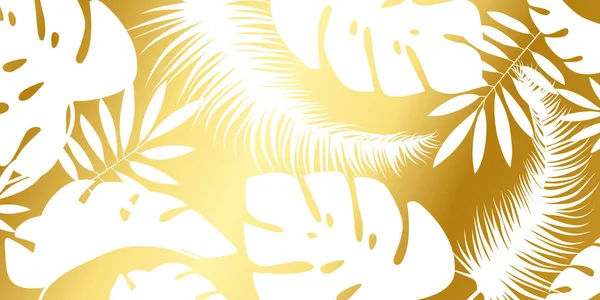 Diseño Abstracto Cubierta Oro Tropical Fondo Floral Con Ilustración Dorada — Vector de stock
