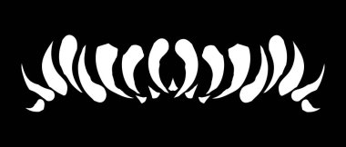 Kapaklar ve tişörtler için canavar dişli el yazması çizim. Beyaz çizimi, Cadılar Bayramı için korku tarzı. Vektör siyah bir arkaplanda izole edildi. EPS 10.