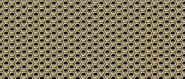 Abstract Tecnologia Fundo Com Hexágonos Ouro Cenário Luxuoso Ilustração Textura —  Vetores de Stock