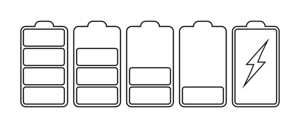 電池のセット 近代的なラインアイコンのベクトル図白の背景に隔離された — ストックベクタ