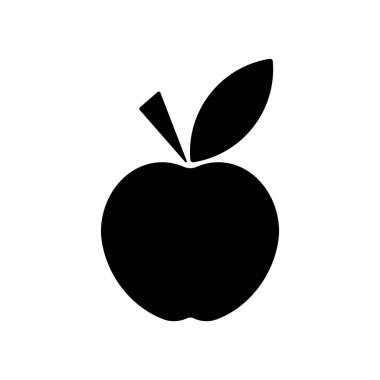 Siyah Elma simgesi. beyaz arka planda yalıtılmış vektör çizimi.