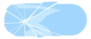 Kırık cam ikonu düz stil. UI ya da web tasarımı oyunu için çatlak mavi kristal geometrik şekil. Vektör illüstrasyonu beyaz arkaplanda izole edildi.