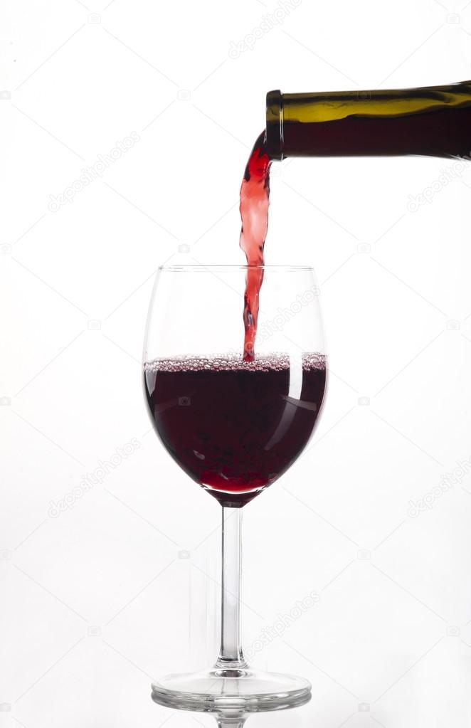 Bottle filling the glass of wine