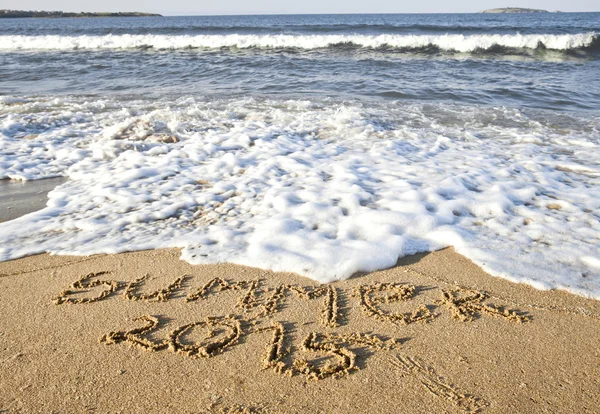 Summer 2015 text on the sea beach — Stock Photo, Image