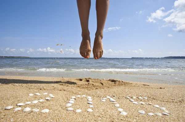 New Year on the sea beach — Stock Photo, Image