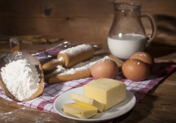 Ingredientes para a preparação de produtos de padaria — Fotografia de Stock