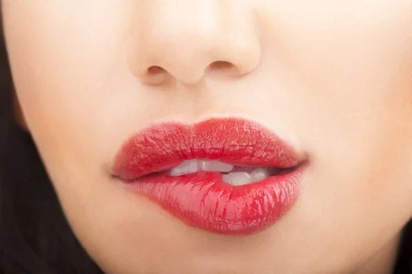 Wanita dengan bibir merah — Stok Foto