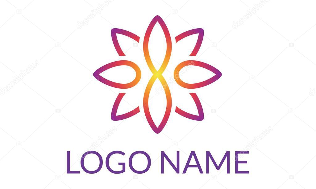 abstract flower Logo design vector template linear style