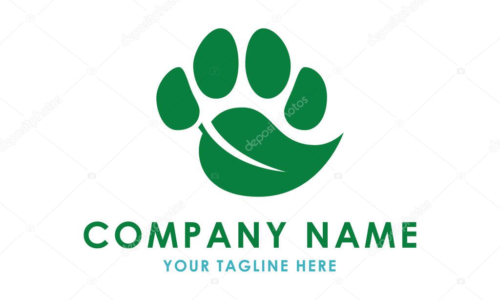 Abstract Green leaf paw logo design concept