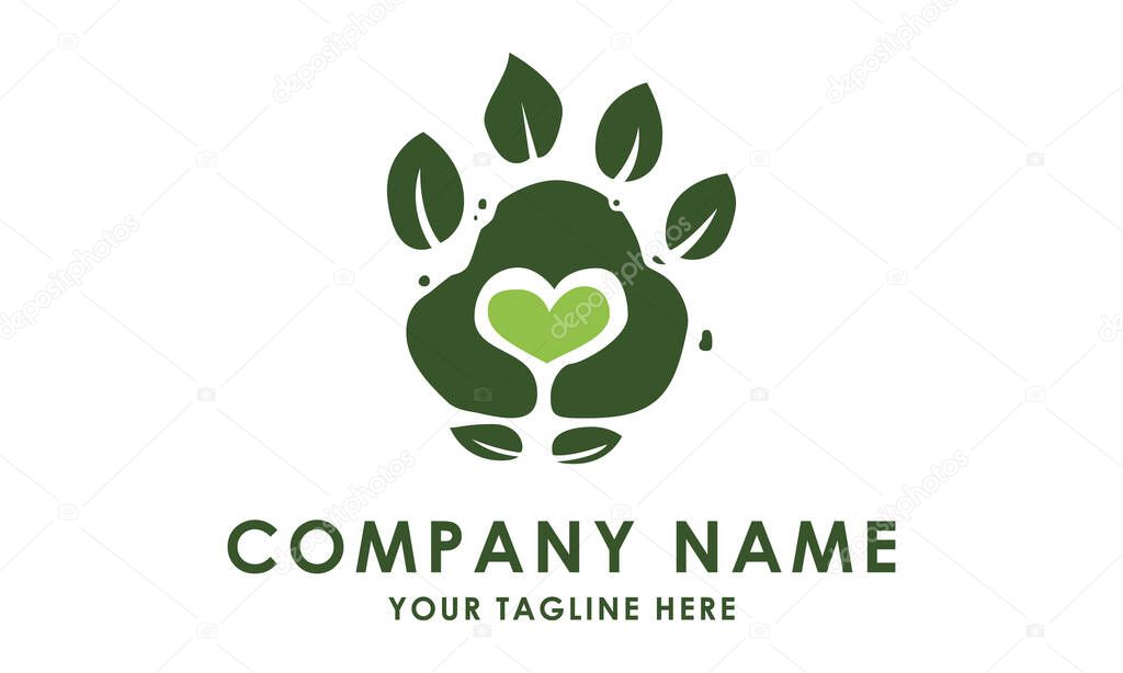 Leaf paw logo design concept