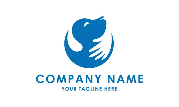 Blue Hand Care Negativ Logo Câinelui — Vector de stoc