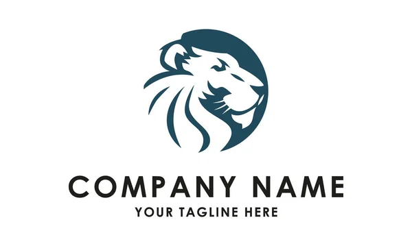 Lion Head Logo Monocromatico Design — Vettoriale Stock