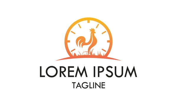 Logo Poulet Temps Rouge Design — Image vectorielle