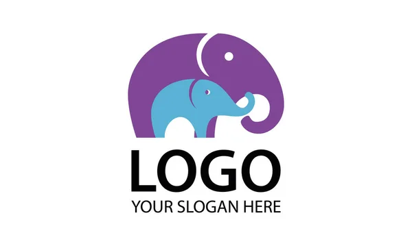 Mamá Hijo Elefante Logotipo Diseño Concepto — Archivo Imágenes Vectoriales