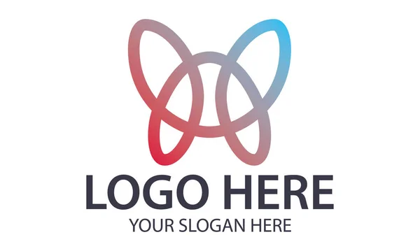 Linha Abstrato Borboleta Logo Design — Vetor de Stock
