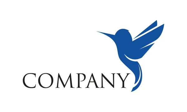 Blu Semplice Humming Bird Logo Design Concept — Vettoriale Stock