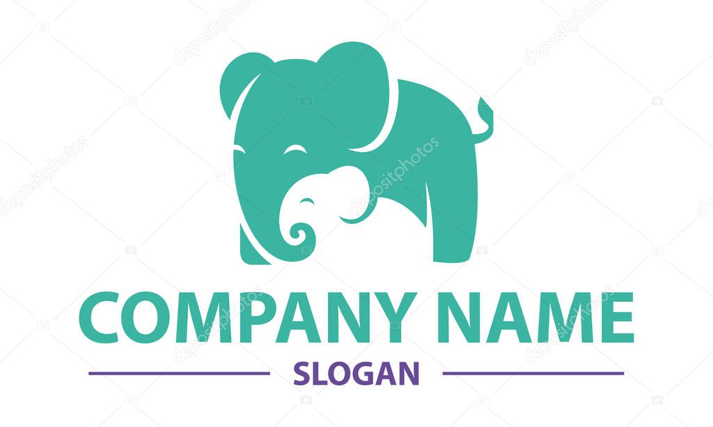 Green Negative Elephant Logo Design Concept