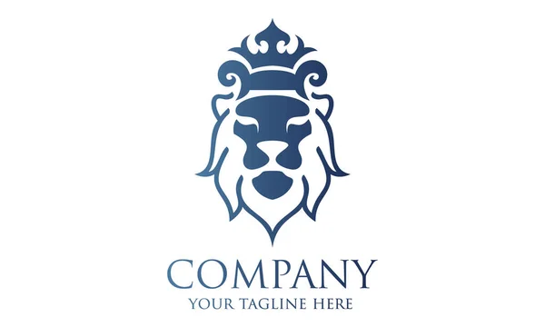 Blaues Gesicht König Löwe Logo Design — Stockvektor