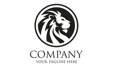 Siyah Çember Aslan Baş Logosu Tasarımı