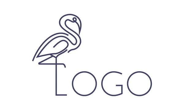 Line Flamingo Monochrome Logo Design — Stock Vector