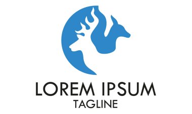 Mavi Soyut Çember Negatif Geyik Logosu