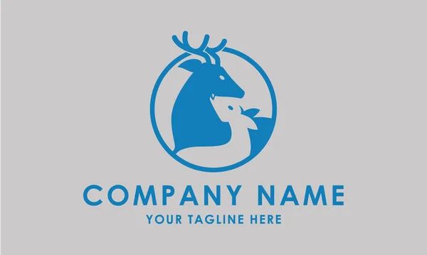 Line Art Deer Couple Logo Design — Stock Vector