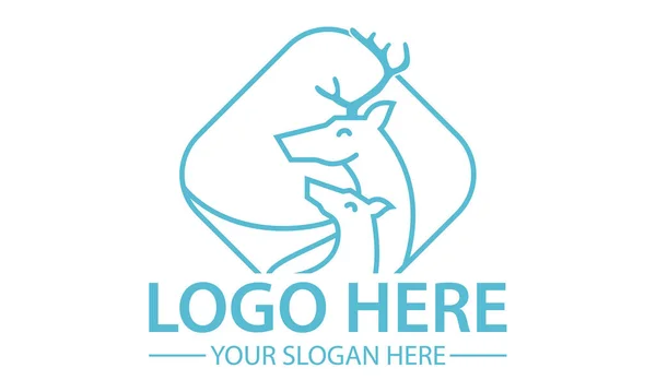 Line Art Deer Couple Logo Design — Stock vektor