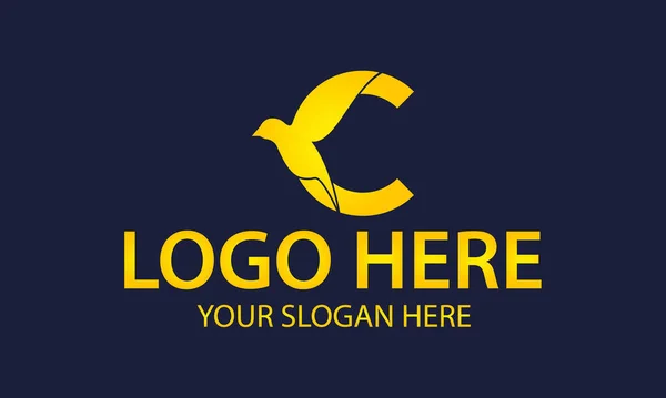 Letter Mooie Vogel Concept Logo Ontwerpen — Stockvector