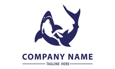 Mavi Köpekbalığı Negatif Tüplü Dalış Logosu Tasarımı