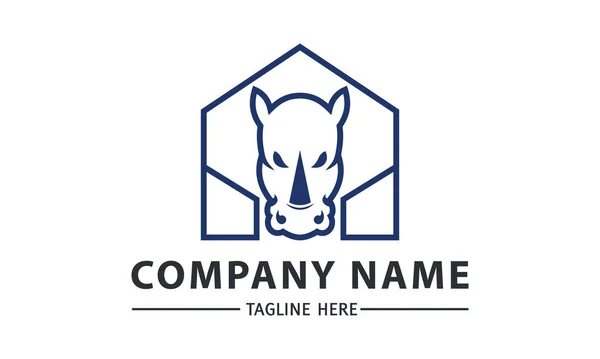 Silné Rhino Logo Ikona Grafický Zdroj Nemovitostí Domů Nebo Budovy — Stockový vektor