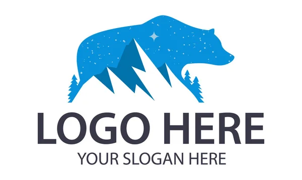 Ilustración Creativa Oso Azul Diseño Del Logotipo Montaña — Vector de stock