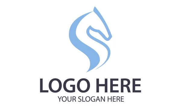 Blauw Abstract Zee Paard Logo Ontwerp — Stockvector