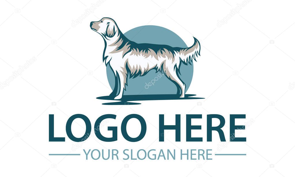 Blue Golden Retriever with Blue Circle Background Logo Design