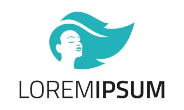 Renkli Güzel Negatif Uzay Yüzlü Kadın Saç Logosu Tasarımı