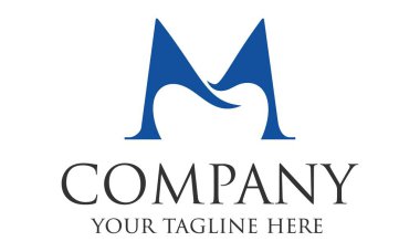 M harfi Mavi Diş Kliniği Logo Tasarımı Konsepti
