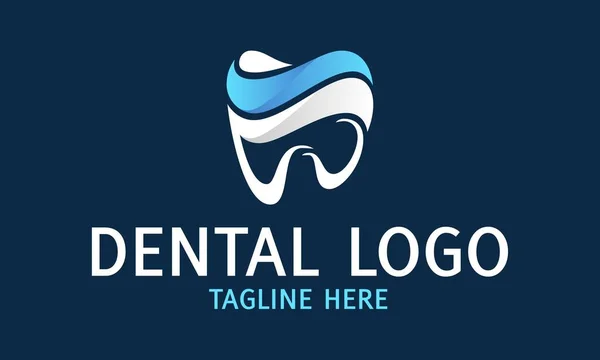 Arkaplan Logosu Tasarımı Konseptine Sahip Mavi Beyaz Diş Diş Kliniği — Stok Vektör