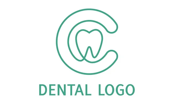 Letra Azul Línea Verde Arte Dental Clínica Dental Diseño Logo — Archivo Imágenes Vectoriales